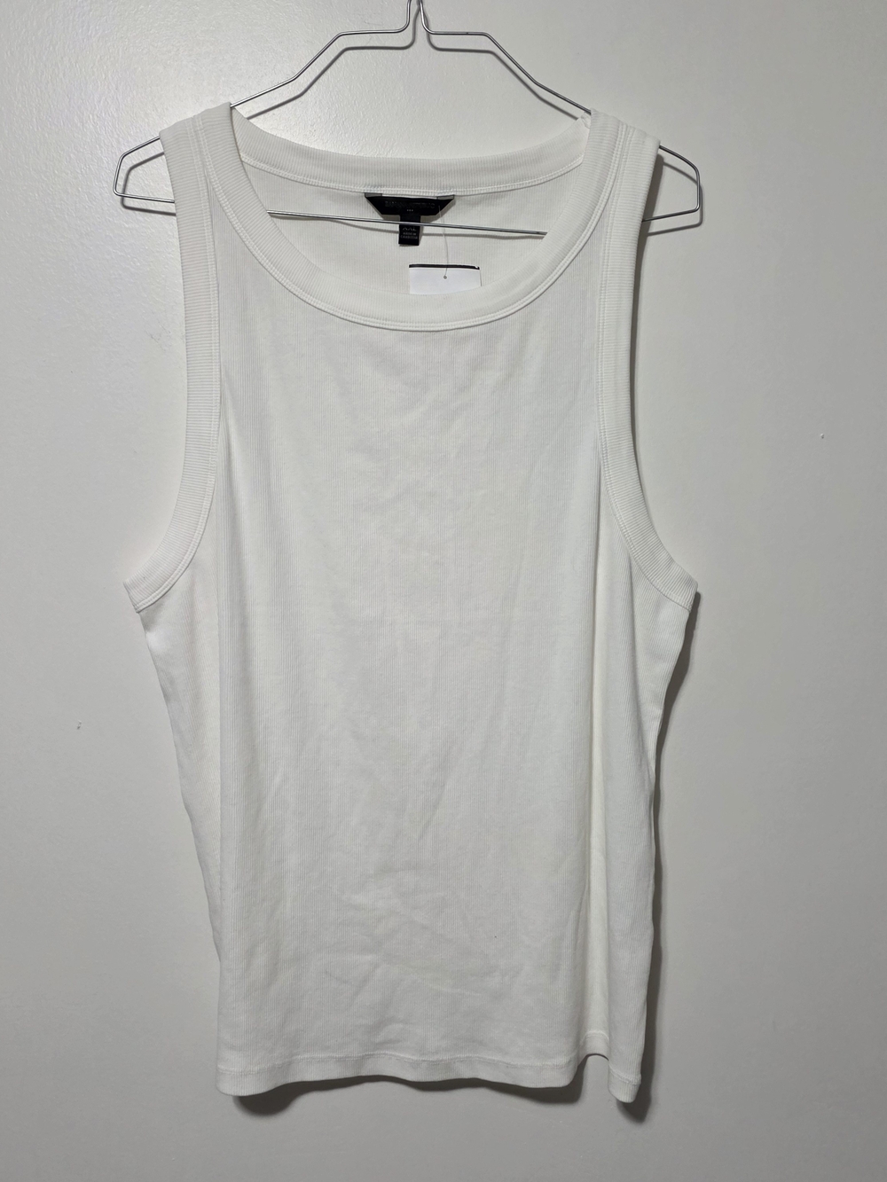 Banana Republic White Cream Sleeveless Ribbed-Trim Tank